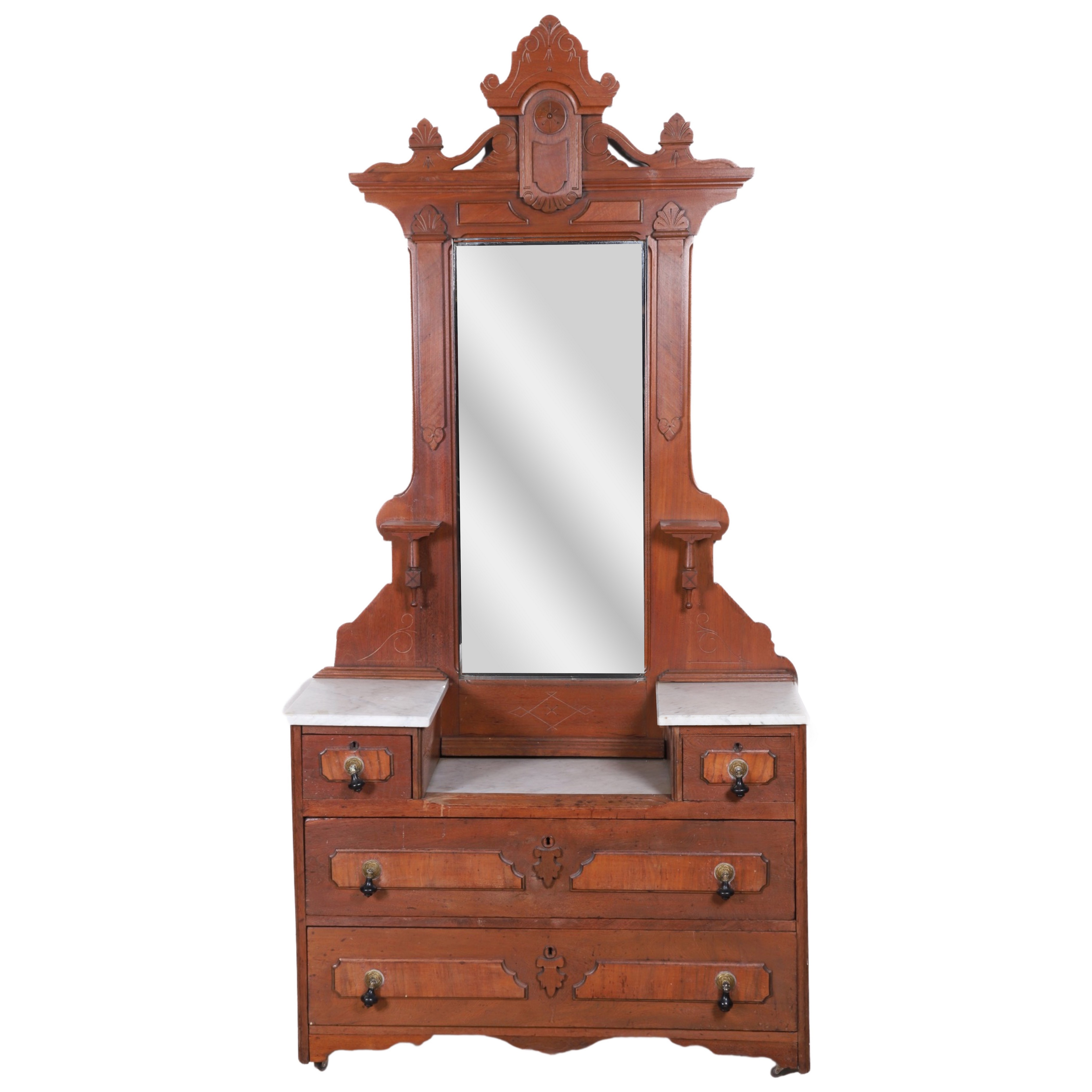Victorian walnut 2-pc dresser w/
