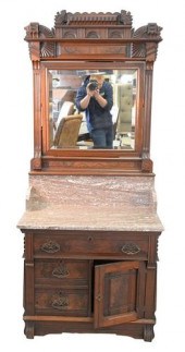 VICTORIAN WALNUT AND BURL MARB