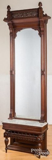 VICTORIAN WALNUT AND MARBLE PI