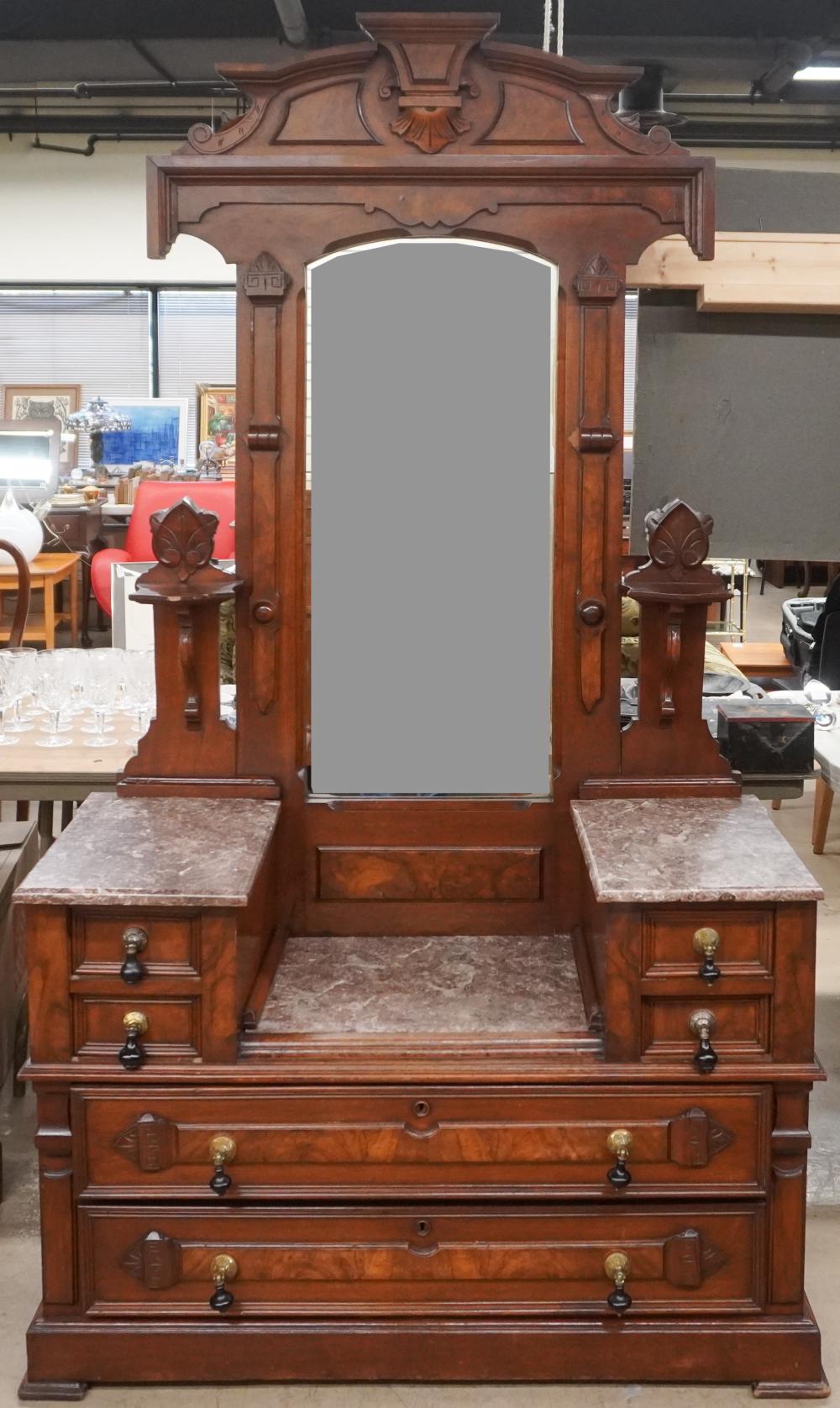 VICTORIAN WALNUT AND MARBLE TOP