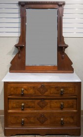 VICTORIAN WALNUT AND MARBLE TO