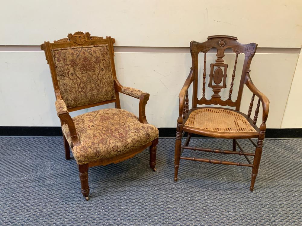 VICTORIAN WALNUT AND UPHOLSTERED