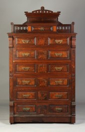 Victorian Walnut & Burl 7 Draw