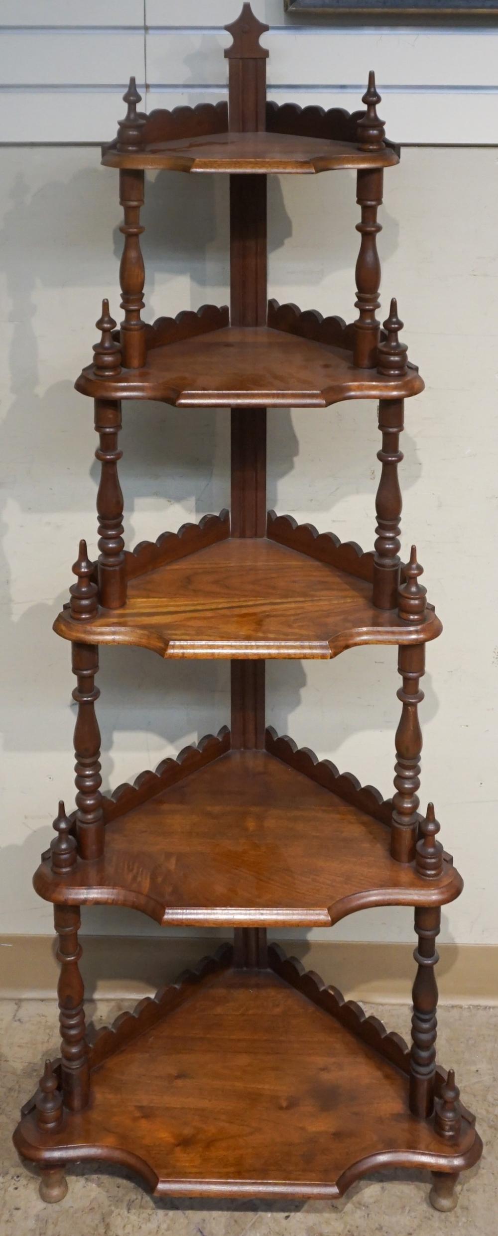 VICTORIAN WALNUT CORNER ETAGERE, H: