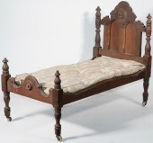 VICTORIAN WALNUT DOLL BED Late