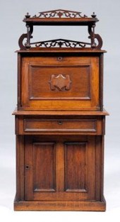 Victorian walnut fall-front de