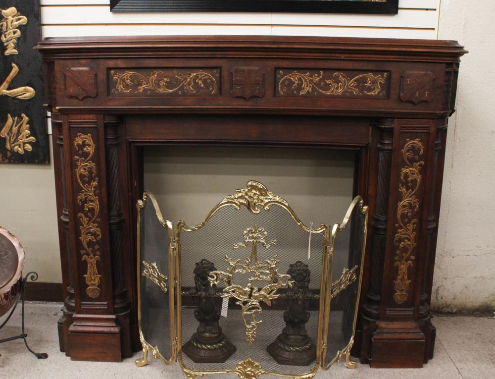 VICTORIAN WALNUT FIREPLACE