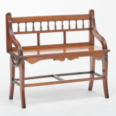 VICTORIAN WALNUT HALL BENCH BY