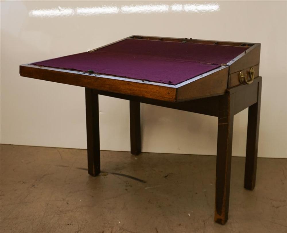 VICTORIAN WALNUT LAP DESK ON STAND,