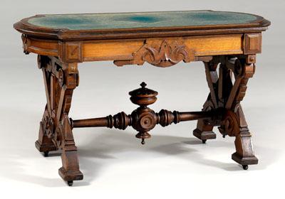 Victorian walnut library table,