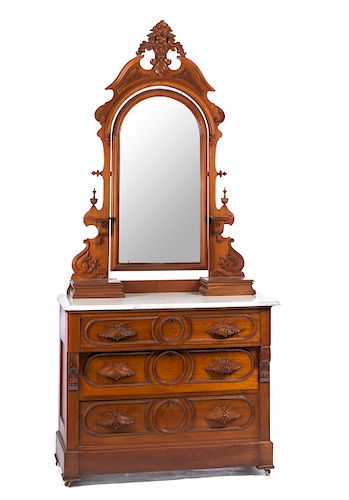 VICTORIAN WALNUT MARBLE TOP DRESSER
