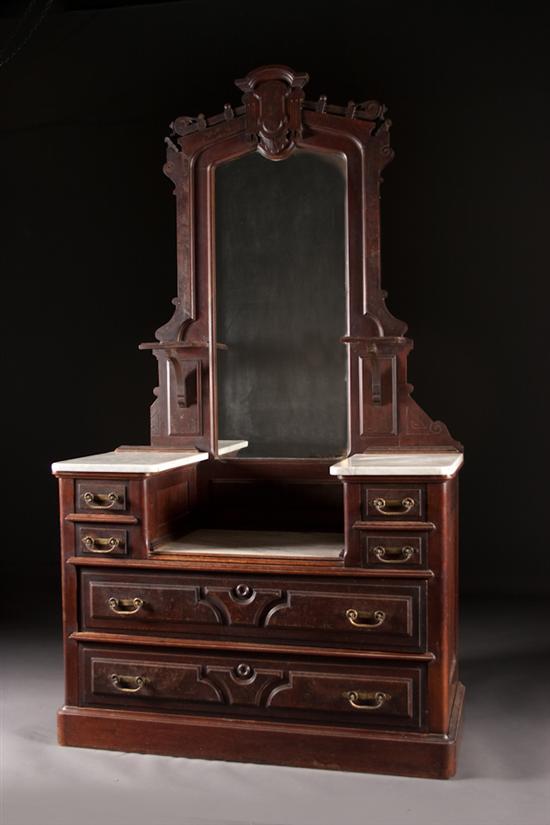 Victorian walnut marble top dresser