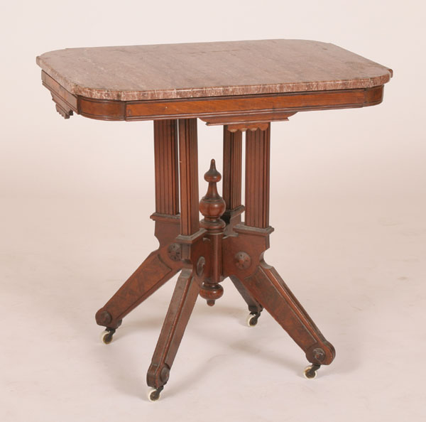 Victorian walnut marble top lamp