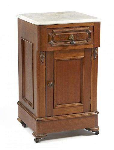 VICTORIAN WALNUT MARBLE TOP NIGHT