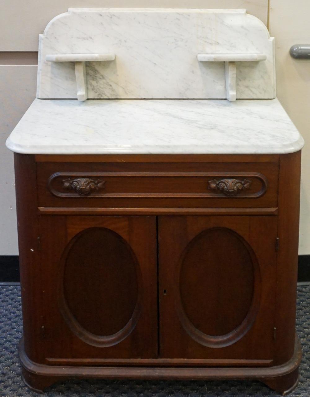 VICTORIAN WALNUT MARBLE TOP SIDE