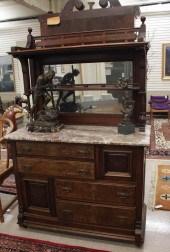 VICTORIAN WALNUT MARBLE-TOP SI