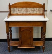 VICTORIAN WALNUT MARBLE TOP WA