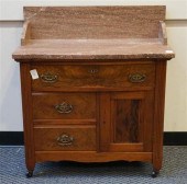 VICTORIAN WALNUT MARBLE TOP WA