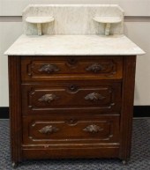 VICTORIAN WALNUT MARBLE TOP WA