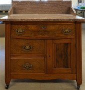 VICTORIAN WALNUT MARBLE TOP WA