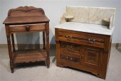 VICTORIAN WALNUT MARBLE TOP WA