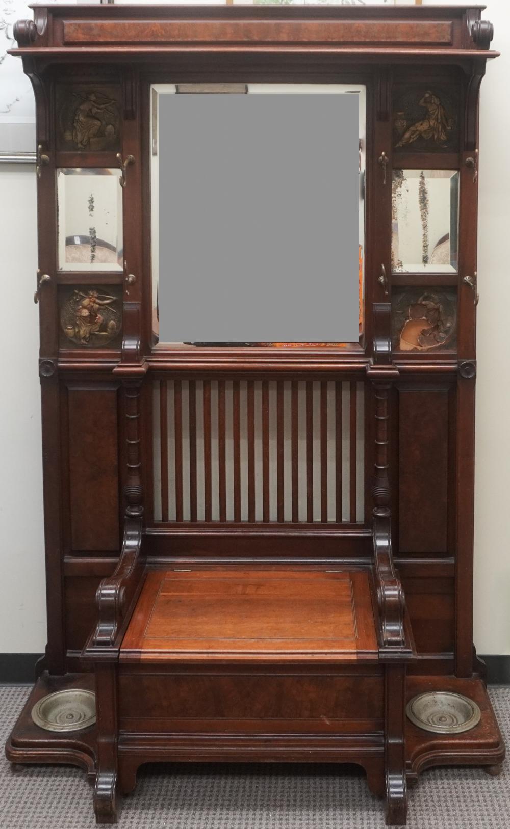 VICTORIAN WALNUT MIRRORED BACK HALL
