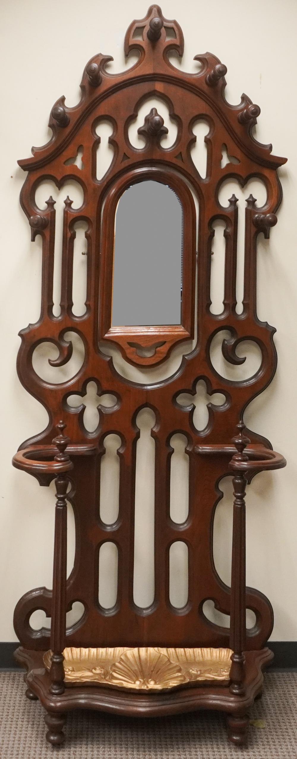 VICTORIAN WALNUT MIRRORED HALL RACK