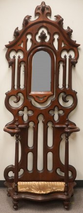 VICTORIAN WALNUT MIRRORED HALL