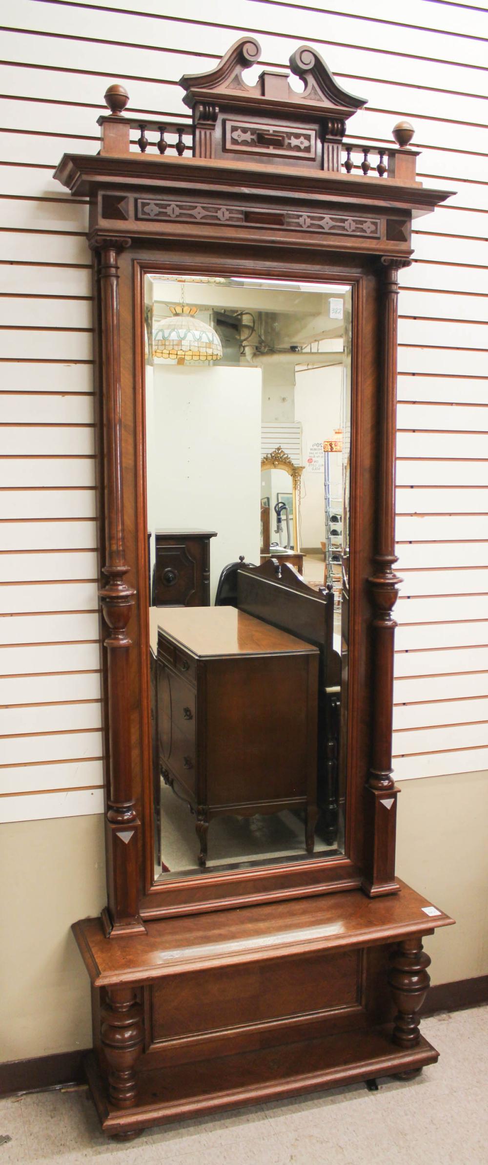 VICTORIAN WALNUT PIER MIRROR ON