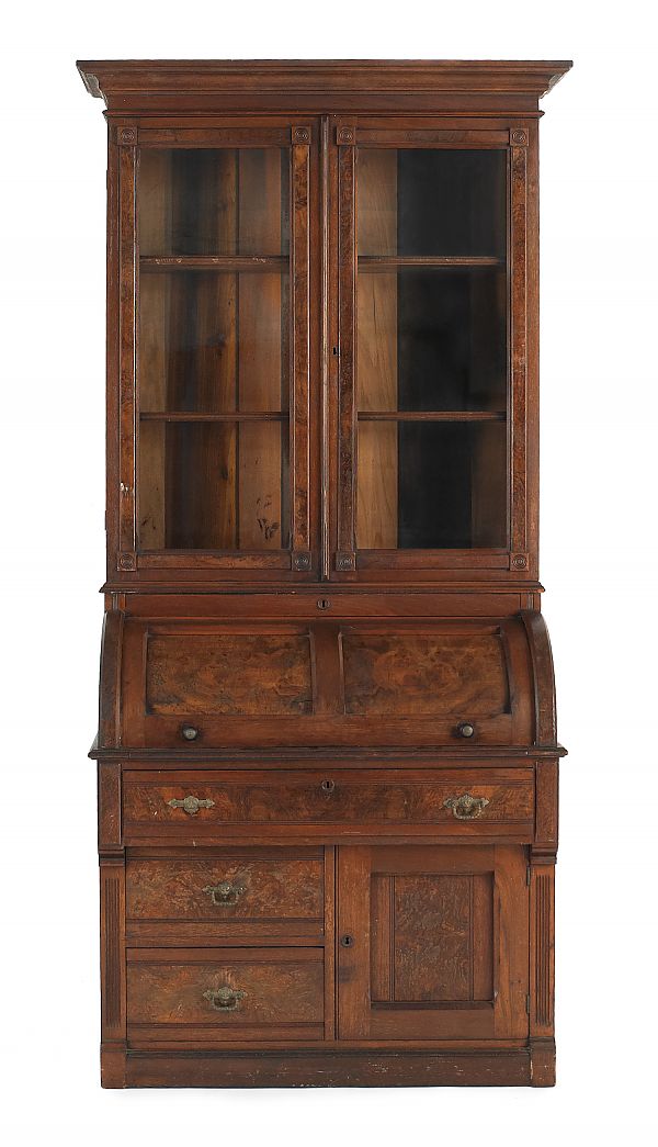 Victorian walnut secretary desk