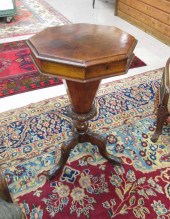 VICTORIAN WALNUT SEWING TABLE,