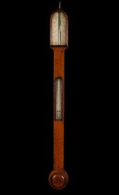 Victorian walnut stick baromet