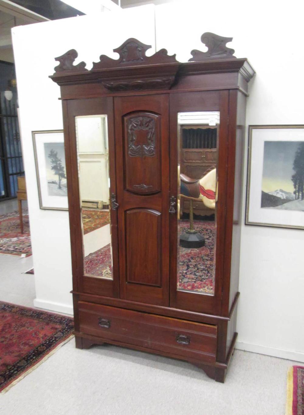 VICTORIAN WALNUT WARDROBE, ART