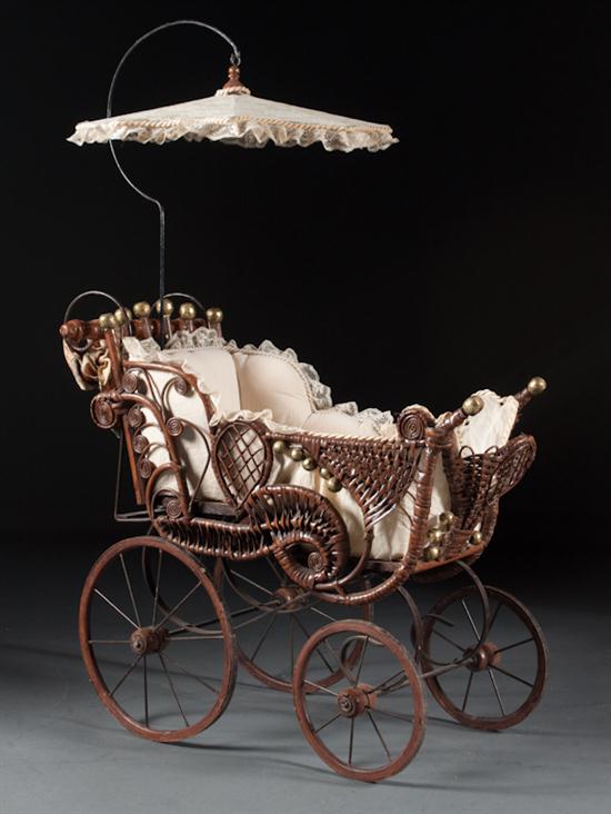 Victorian wicker and metal pram