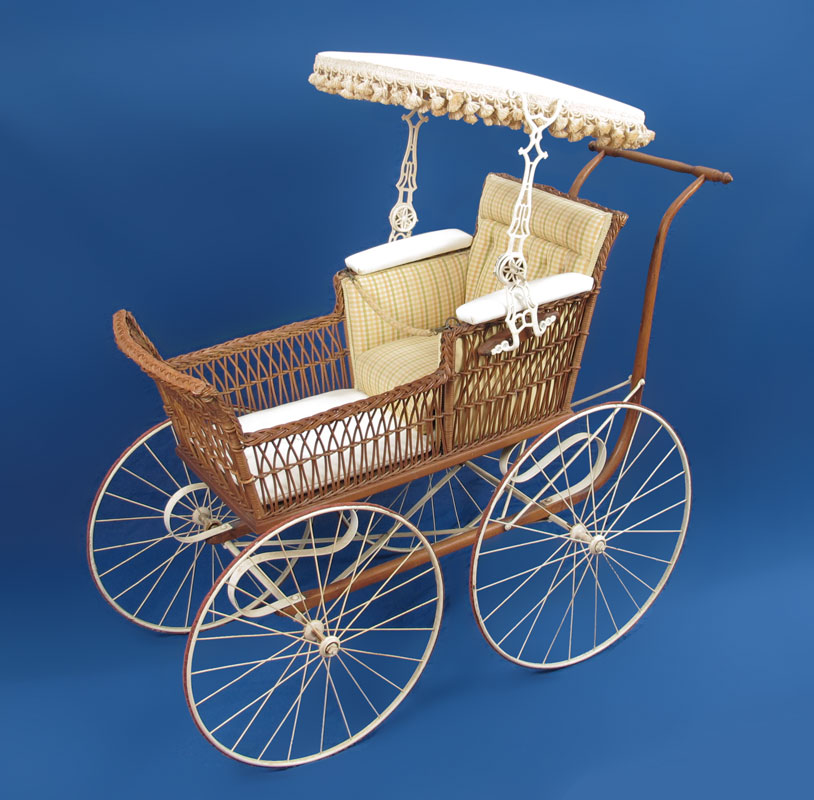 VICTORIAN WICKER BABY BUGGY: