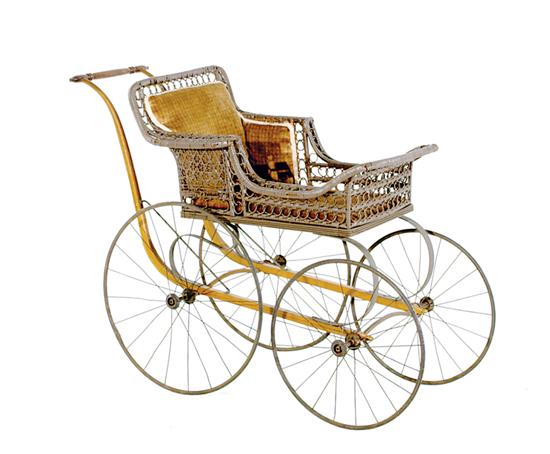 Victorian wicker baby carriage late
