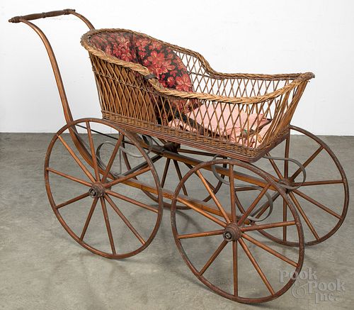 VICTORIAN WICKER BABY CARRIAGE,