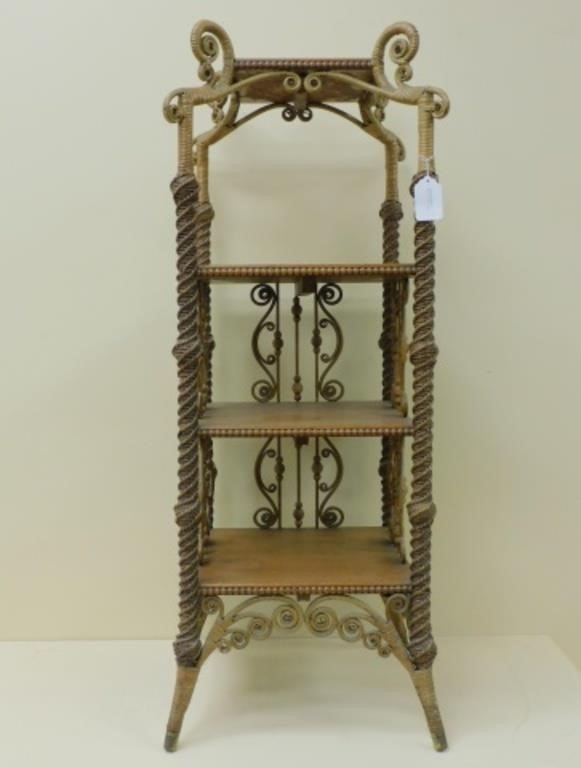 VICTORIAN WICKER ETAGERE OR