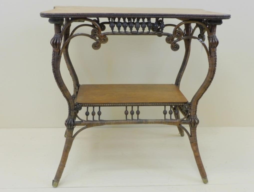 VICTORIAN WICKER LAMP TABLE,