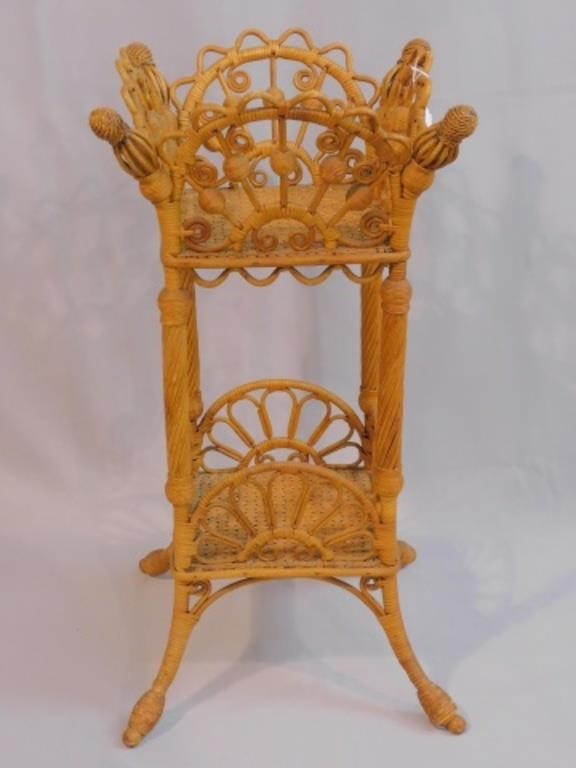 VICTORIAN WICKER PLANT STAND, CA.