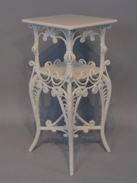 VICTORIAN WICKER PLANT STAND,