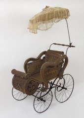 VICTORIAN WICKER PRAM BABY CAR