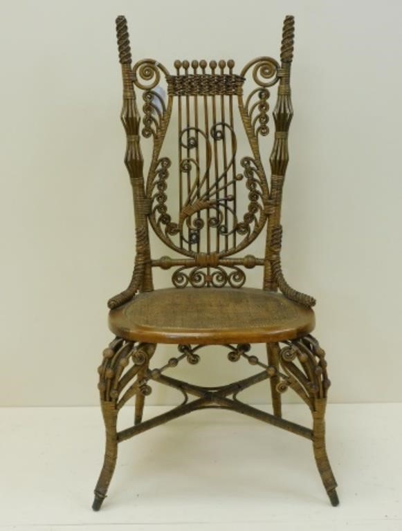 VICTORIAN WICKER SIDE CHAIR, CA.
