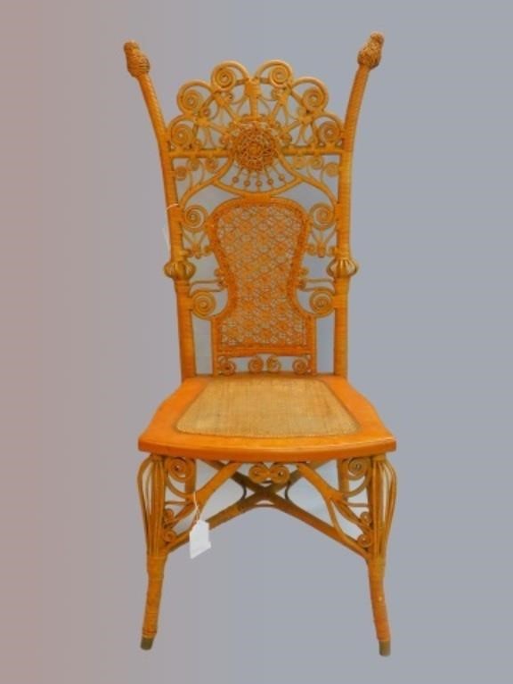 VICTORIAN WICKER SIDE CHAIR.