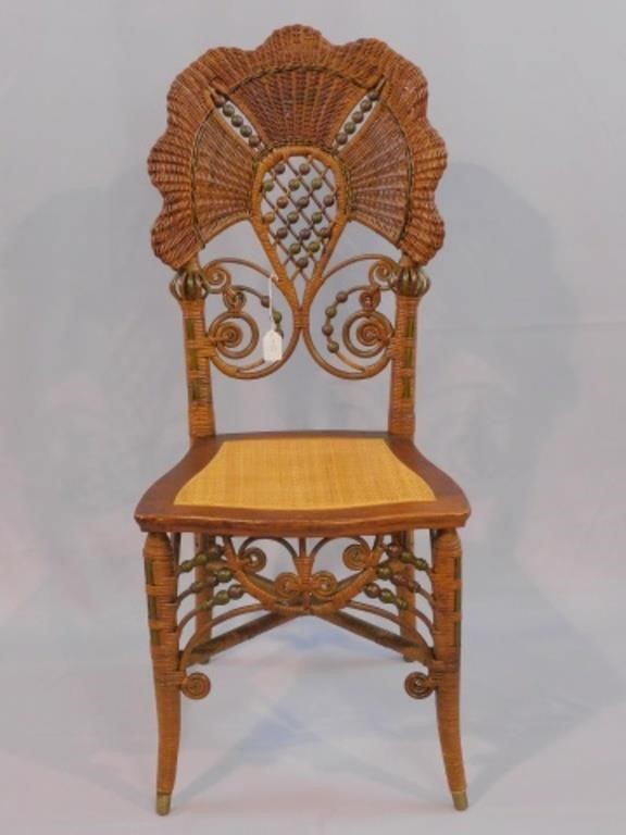 VICTORIAN WICKER SIDE CHAIR,