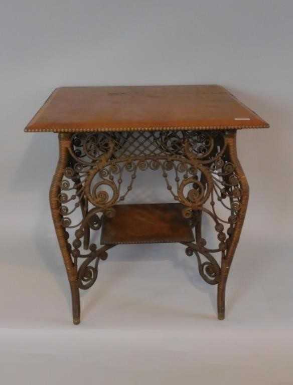 VICTORIAN WICKER TABLE, CA. 1880.
