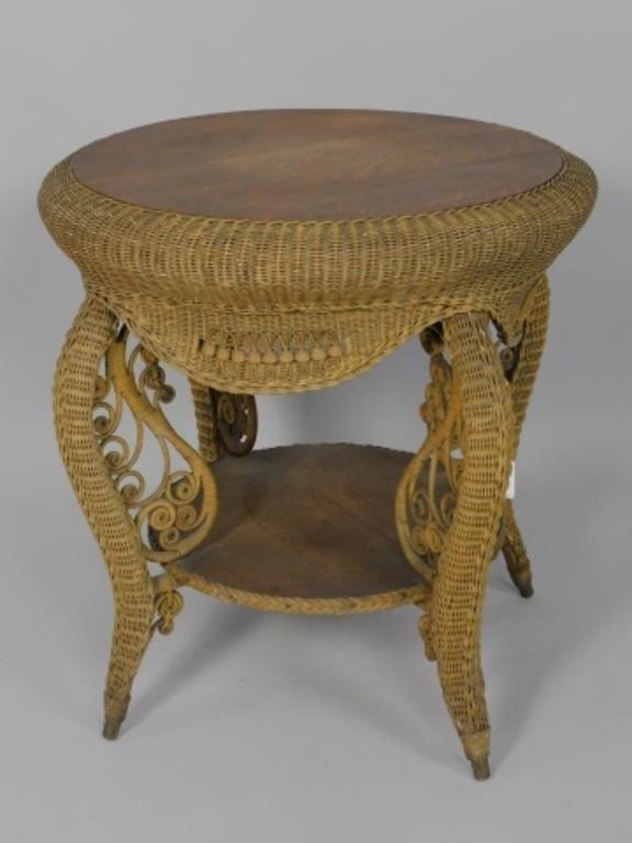 VICTORIAN WICKER TABLE, CA. 1898,