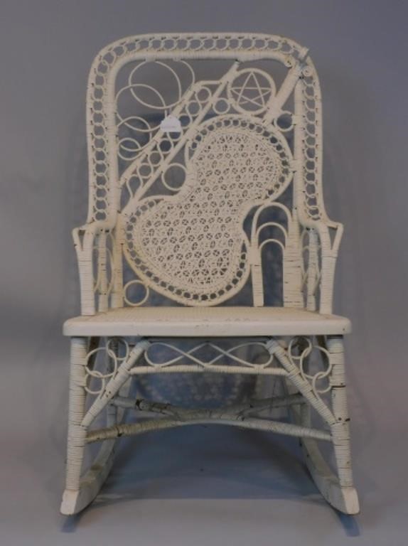 VICTORIAN WICKER THEME-BACK ROCKER,