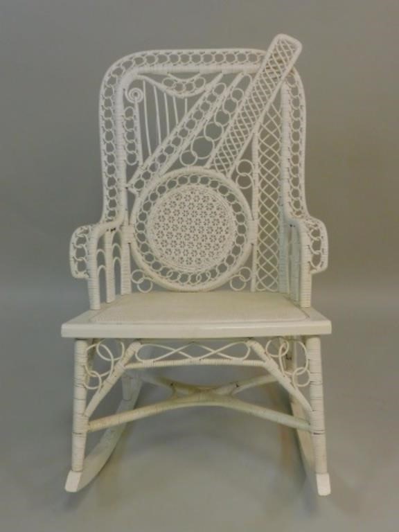 VICTORIAN WICKER THEME-BACK ROCKER,