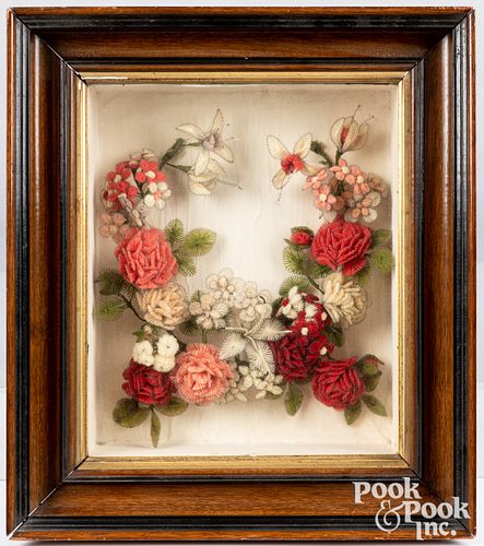 VICTORIAN WIRE AND WOOL WREATH,